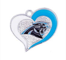 Load image into Gallery viewer, Carolina Panthers Football Charms. Sports Team Charms. NFL Heart  Charms 25mm
