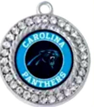 Load image into Gallery viewer, Special Edition Carolina Panthers NFL Football Charms. Sports Team Charms 2.5cm Dome Top Rhinestone Charms
