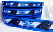 Load image into Gallery viewer, Carolina Panthers NFL Football Ribbon. In 5/8&quot;, 7/8&quot; and 1.5&quot; wide.
