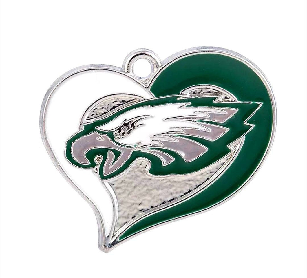 Philadelphia Eagles Football Charms. Football Heart Shaped Charms. NFL  Charms. Football Sports Jewelry