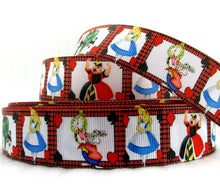 Load image into Gallery viewer, 1&quot; Alice in Wonderland Ribbon. Cheshire Cat and The Rabbit.
