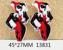 Load image into Gallery viewer, Harley Quinn Resin Flatback Planar. Hair Bow Supplies Theme Party Favors.
