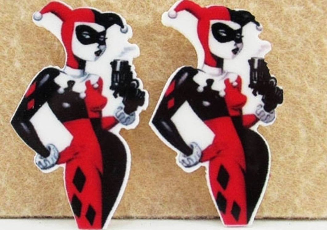 Harley Quinn Resin Flatback Planar. Hair Bow Supplies Theme Party Favors.