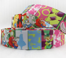 Load image into Gallery viewer, 1&quot; Alice in Wonderland Ribbon. Cheshire Cat and The Rabbit.
