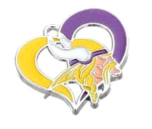 Load image into Gallery viewer, Minnesota Vikings Football Charms. Sports Team Charms. NFL Heart  Charms 25mm
