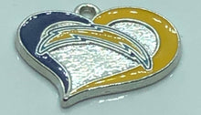 Load image into Gallery viewer, Los Angeles Chargers Football Charms. Sports Team Charms. NFL Heart  Charms 1 inch
