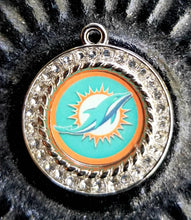 Load image into Gallery viewer, Miami Dolphins NFL Football Charms.  Sports Team Charms 2.5cm. Rhinestone Charms
