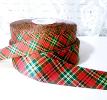 Load image into Gallery viewer, 7/8&quot;, 1.5&quot; Red and Green Plaid Christmas Ribbon. Gift Wrap Ribbon.  Hair Bow Ribbon. Holiday Decorations.  Christmas Tree Garland
