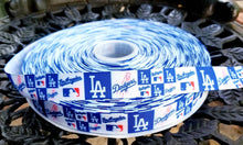 Load image into Gallery viewer, 7/8&quot; Los Angeles Dodgers Grosgrain Ribbon. MLB Sports Team Ribbon
