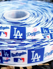 Load image into Gallery viewer, 7/8&quot; Los Angeles Dodgers Grosgrain Ribbon. MLB Sports Team Ribbon
