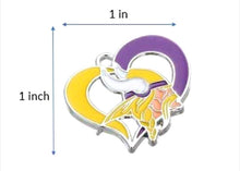 Load image into Gallery viewer, Minnesota Vikings Football Charms. Sports Team Charms. NFL Heart  Charms 25mm
