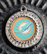 Load image into Gallery viewer, Miami Dolphins NFL Football Charms.  Sports Team Charms 2.5cm. Rhinestone Charms
