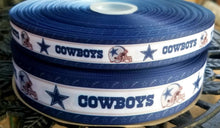 Load image into Gallery viewer, 7/8&quot; 1.5&quot; Dallas Cowboys Grosgrain Ribbon. NFL Football Sports Team Ribbon
