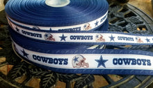 Load image into Gallery viewer, 7/8&quot; 1.5&quot; Dallas Cowboys Grosgrain Ribbon. NFL Football Sports Team Ribbon
