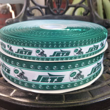 Load image into Gallery viewer, New York Jets Grosgrain Ribbon. In 7/8&quot; and 1.5&quot; NFL Football Sports Ribbon.
