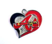 Load image into Gallery viewer, Atlanta Braves Heart Charms. Sports Team Charms. MLB Heart  Charms 1 inch
