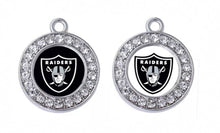 Load image into Gallery viewer, Las Vegas Raiders NFL Football Charms.  Sports Team Charms in  2.5cm and 2cm  Rhinestone Charms Now in 2cm with Black Background
