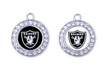 Load image into Gallery viewer, Las Vegas Raiders NFL Football Charms.  Sports Team Charms in  2.5cm and 2cm  Rhinestone Charms Now in 2cm with Black Background
